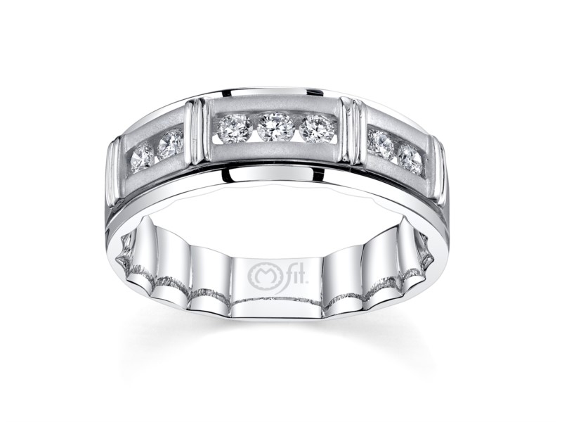 14k White Gold Mens Band With Channel Set Diamonds